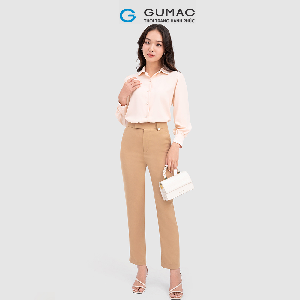 Áo sơ mi nữ GUMAC AC10075 tay dài phối viền ren