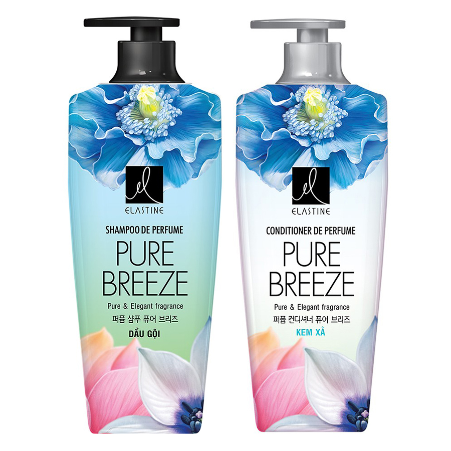 Combo Gội Xả Nước Hoa Elastine De Perfume Pure Breeze (600ml)