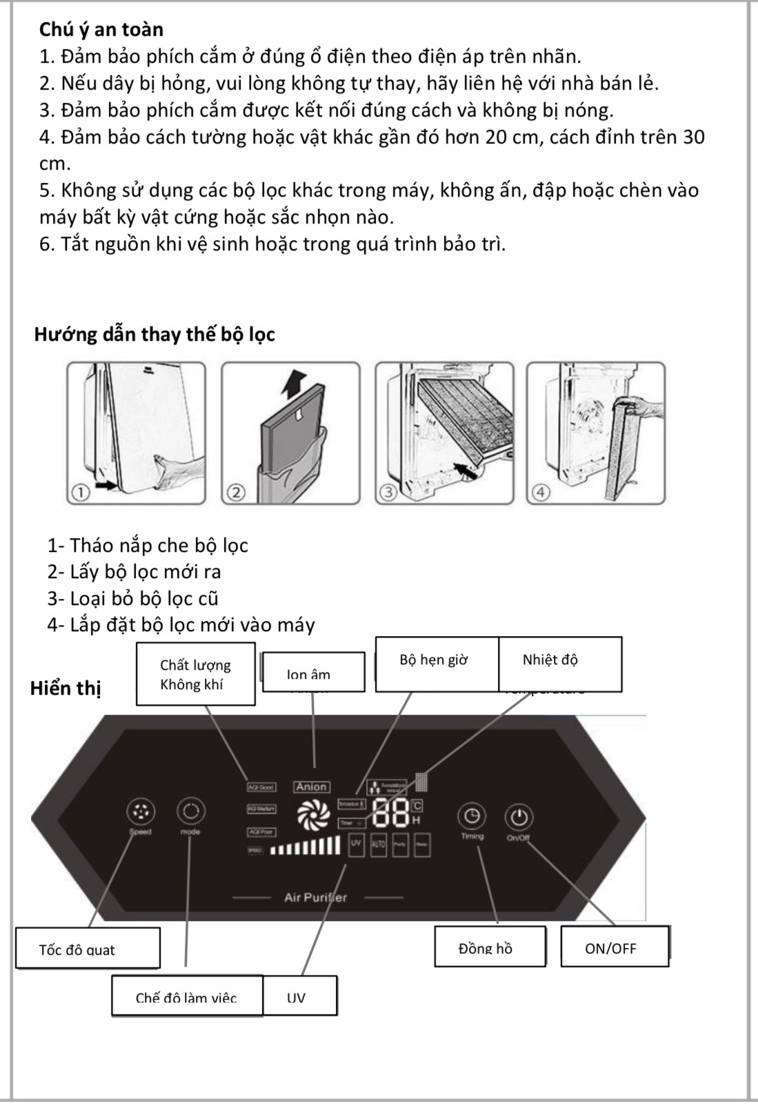 Máy lọc không khí và diệt khuẩn HM-886