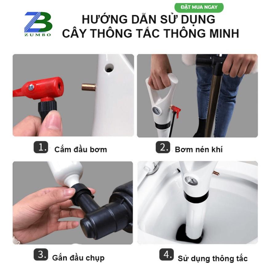 Dụng cụ thông tắc bồn cầu, cống bằng khi nén áp lực siêu mạnh