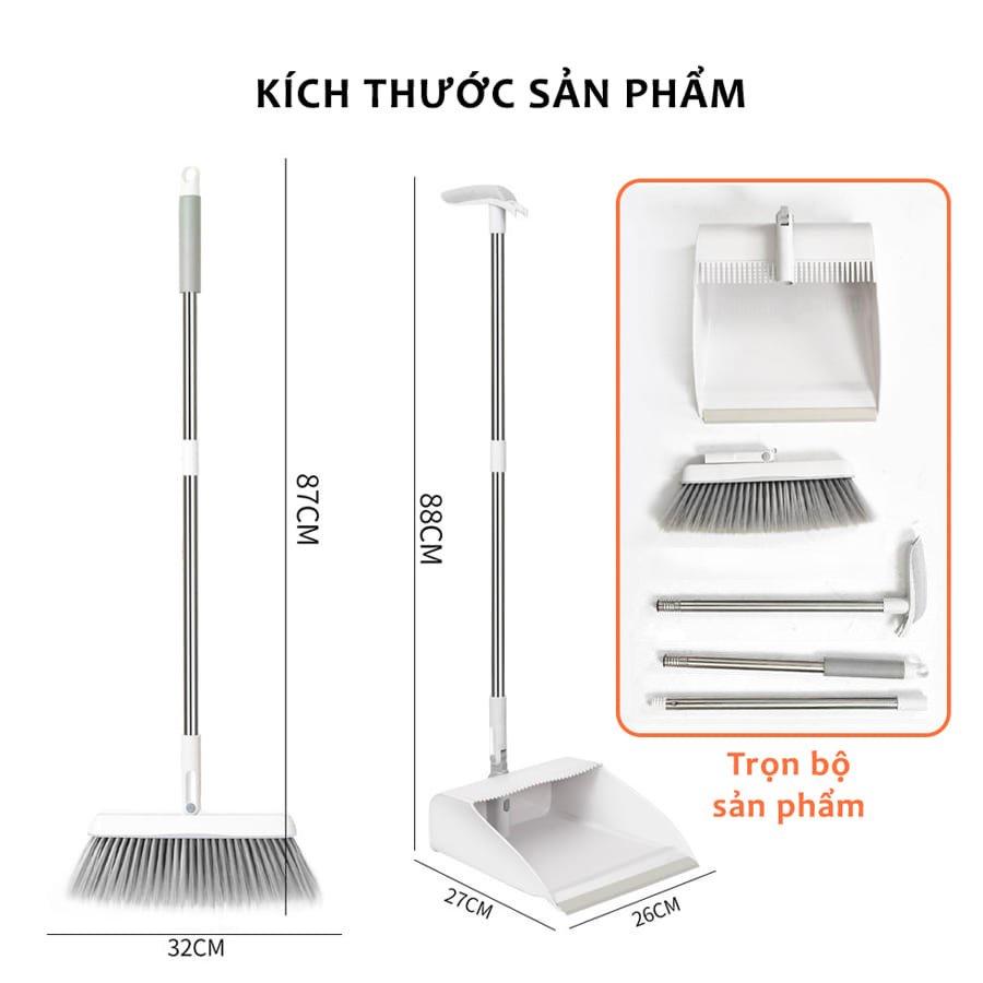 Chổi Quét Nhà Thông Minh Kèm Hót Rác Gấp Gọn - Chổi Quét Nhà Xoay 180 Độ Cán Dài Tiện Lợi