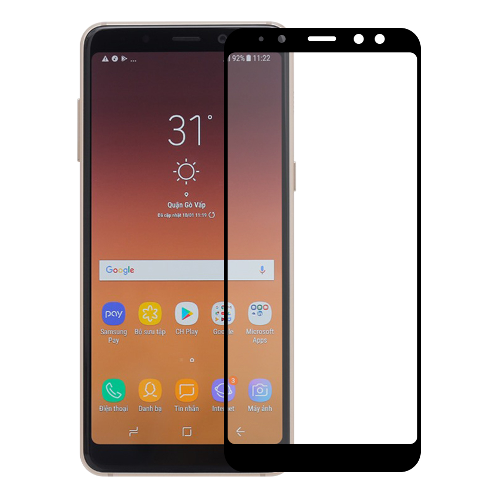 Kính Cường Lực Cho Samsung Galaxy A8 2018 - Màu Đen - Full Màn Hình - Hàng Chính Hãng