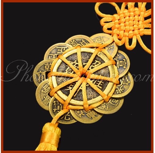 Dây xu HOA MAI THẬP TOÀN 30cm - dây treo ô tô, cửa nhà, mix linh vật, ....