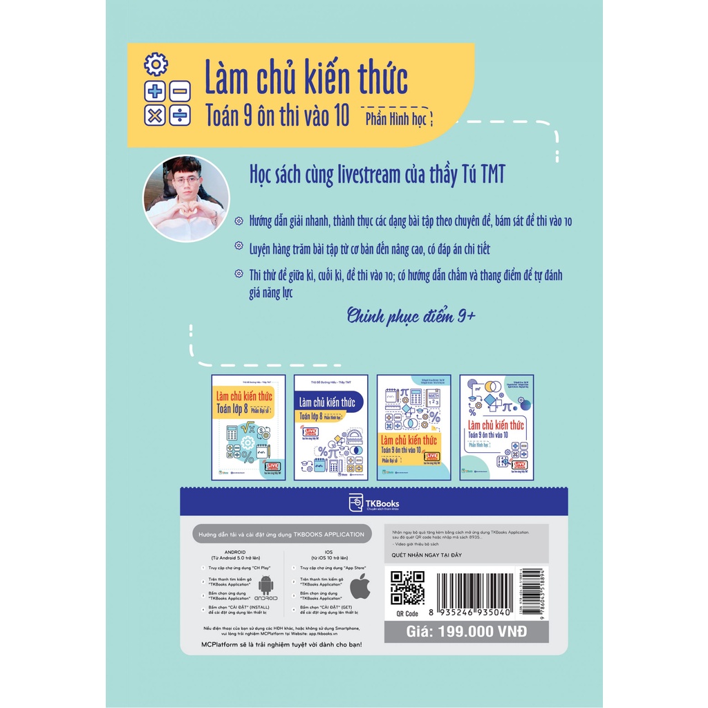 Sách - Làm chủ kiến thức toán 9 ôn thi vào 10 - Phần Hình học - Kèm app học online - MC