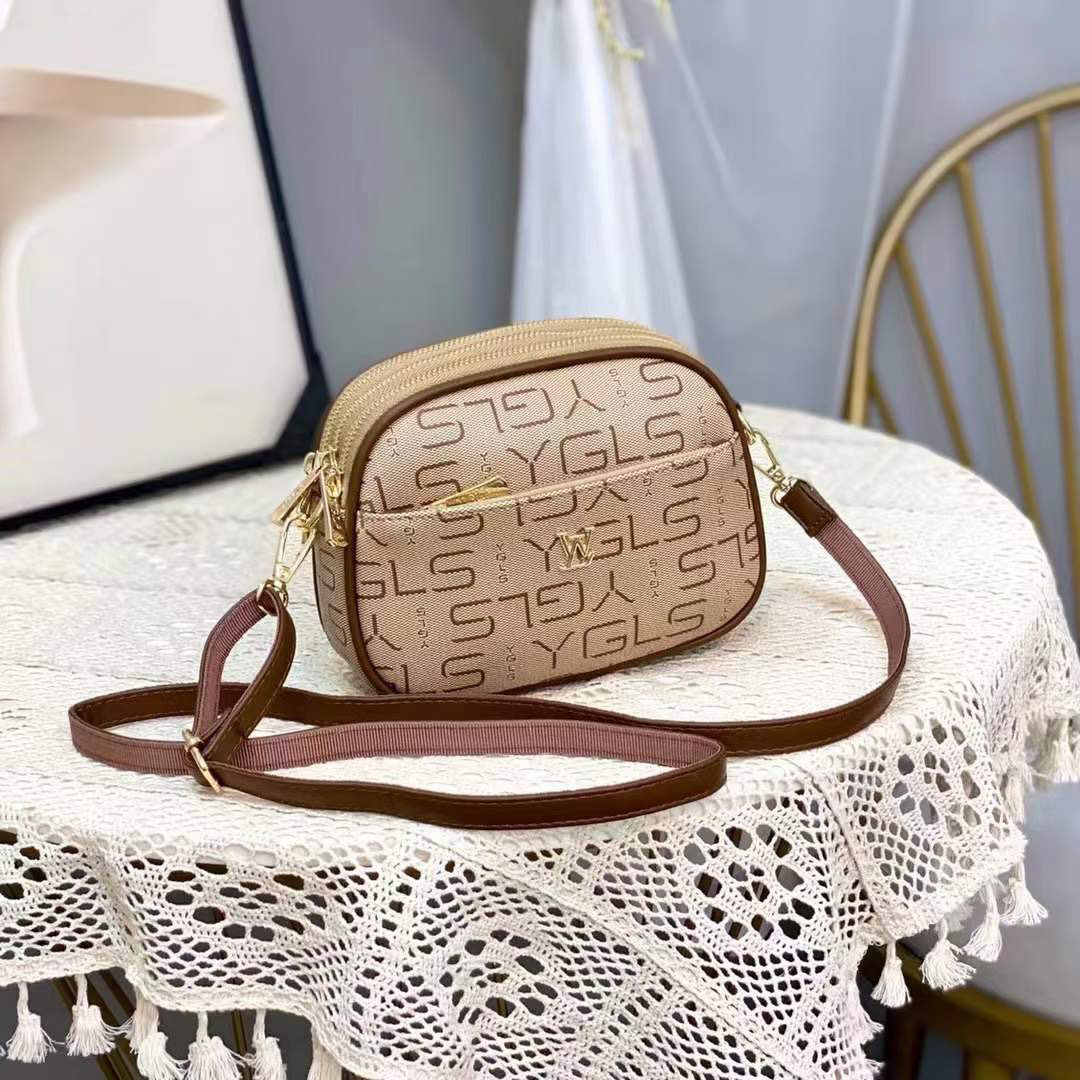 Túi đeo chéo da nữ nữ dáng gọn dập vân nổi họa tiết monogram thời trang vintage nhiều ngăn tiện dụng Y3098