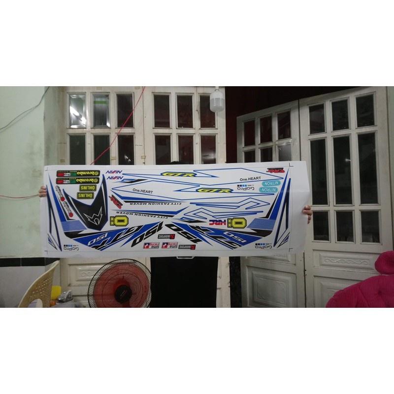 Tem chế xe winner v1 dán xe trắng xanh bảo hành màu sắc vĩnh viễn