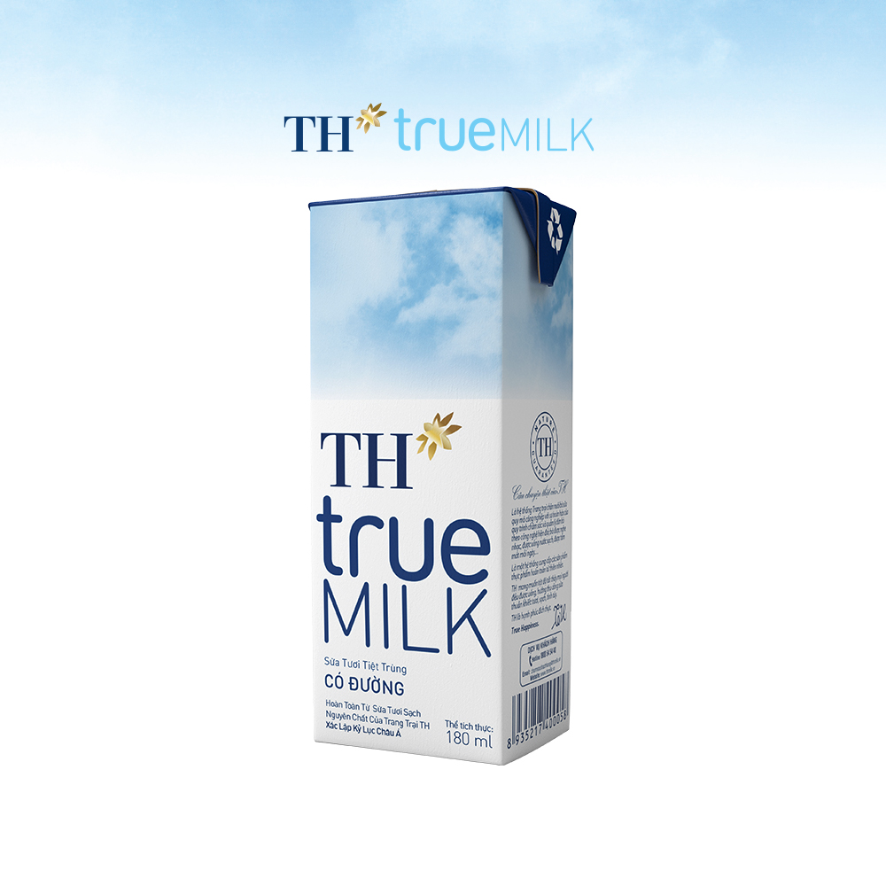 4 Lốc sữa tươi tiệt trùng có đường TH True Milk 180ml (180ml x 4 hộp)
