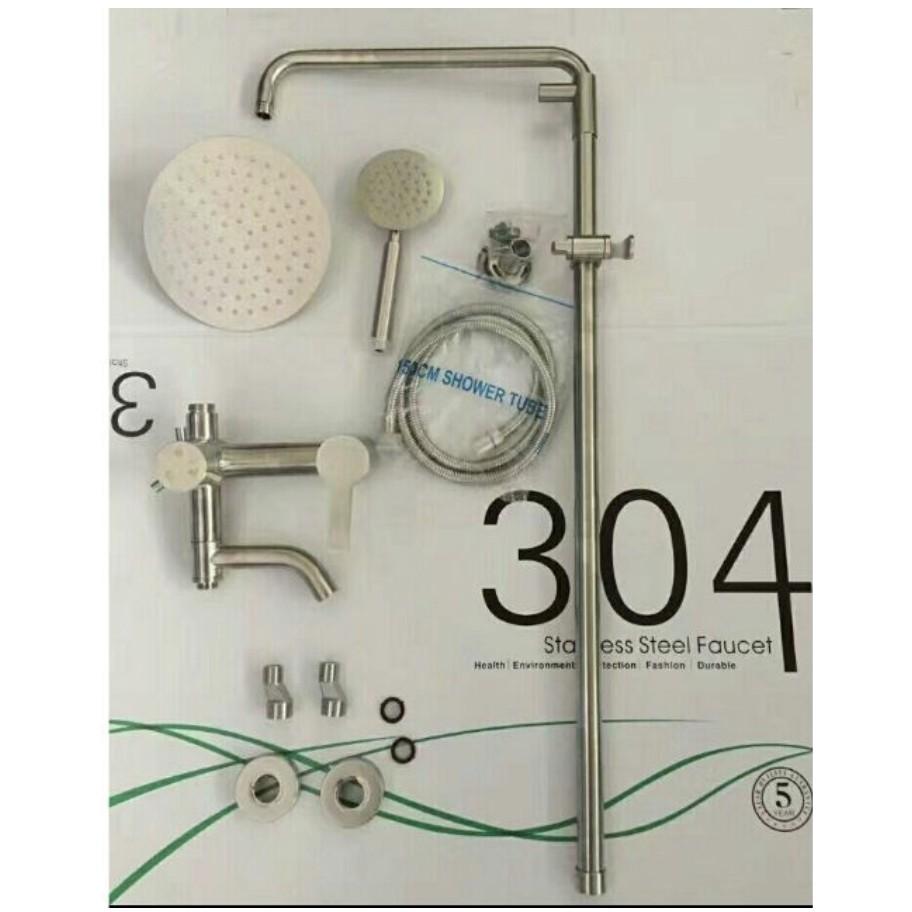 Sen tắm đứng nóng lạnh tròn inox 304