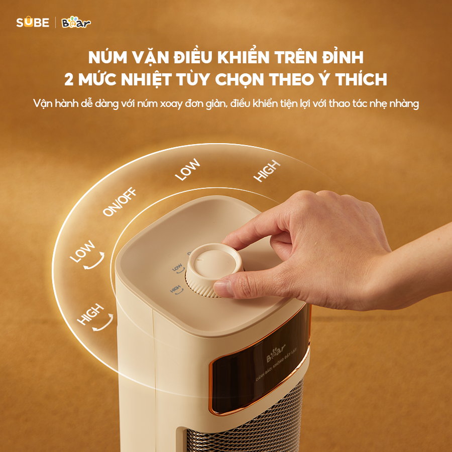 Quạt Sưởi Bear Máy Sưởi Gốm Quạt Sưởi Đứng Làm Ấm Không Khô Da Xoay 90 Độ Không Gây Ồn Tiết Kiệm Điện DNQ - P20Y5 - Hàng Chính Hãng