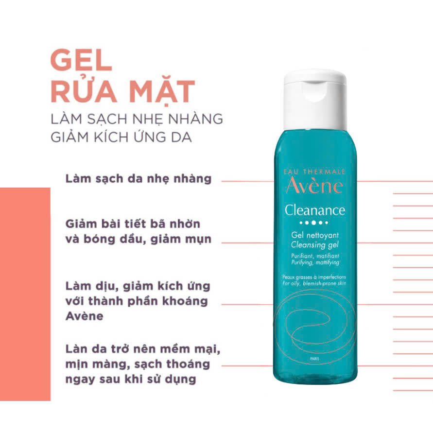 Sữa rửa mặt giảm nhờn mụn Eau Thermale Avène Cleanance Cleansing Gel 100ml