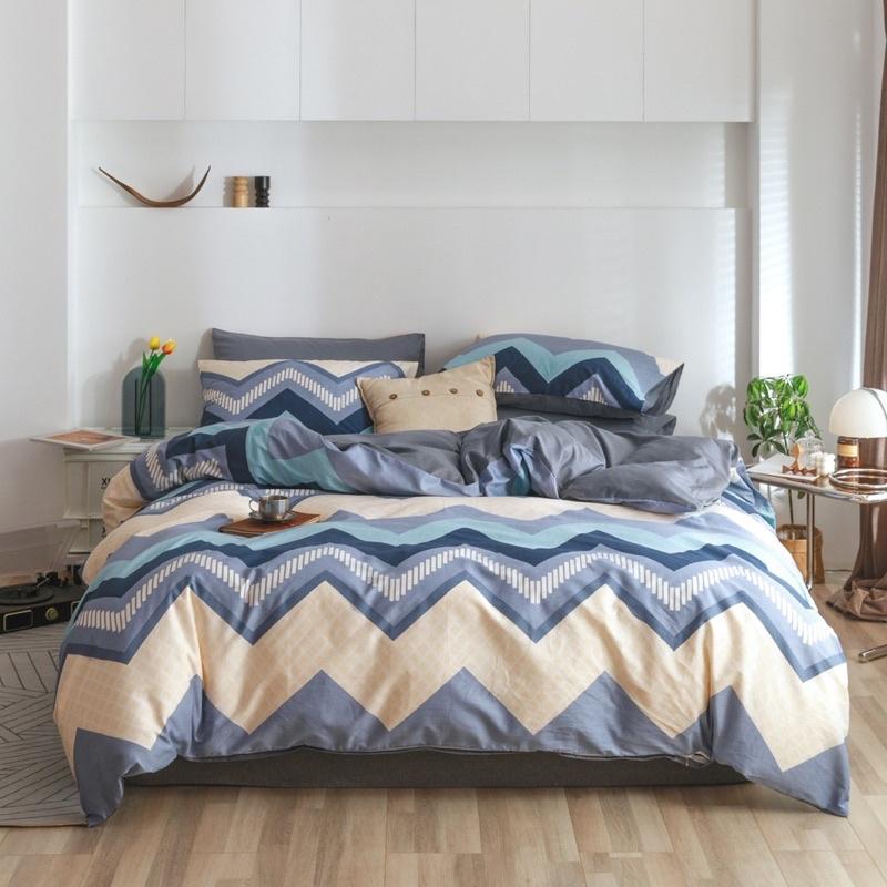 Set Cotton Living Hàng Nhập Khẩu Cao Cấp 4 Món Xám Tam Giác Hiện Đại