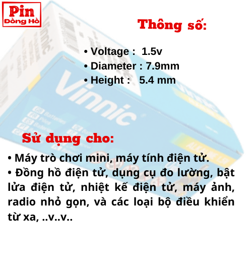 Pin Vinnic L754F (LR48) 1 vỉ 10 viên