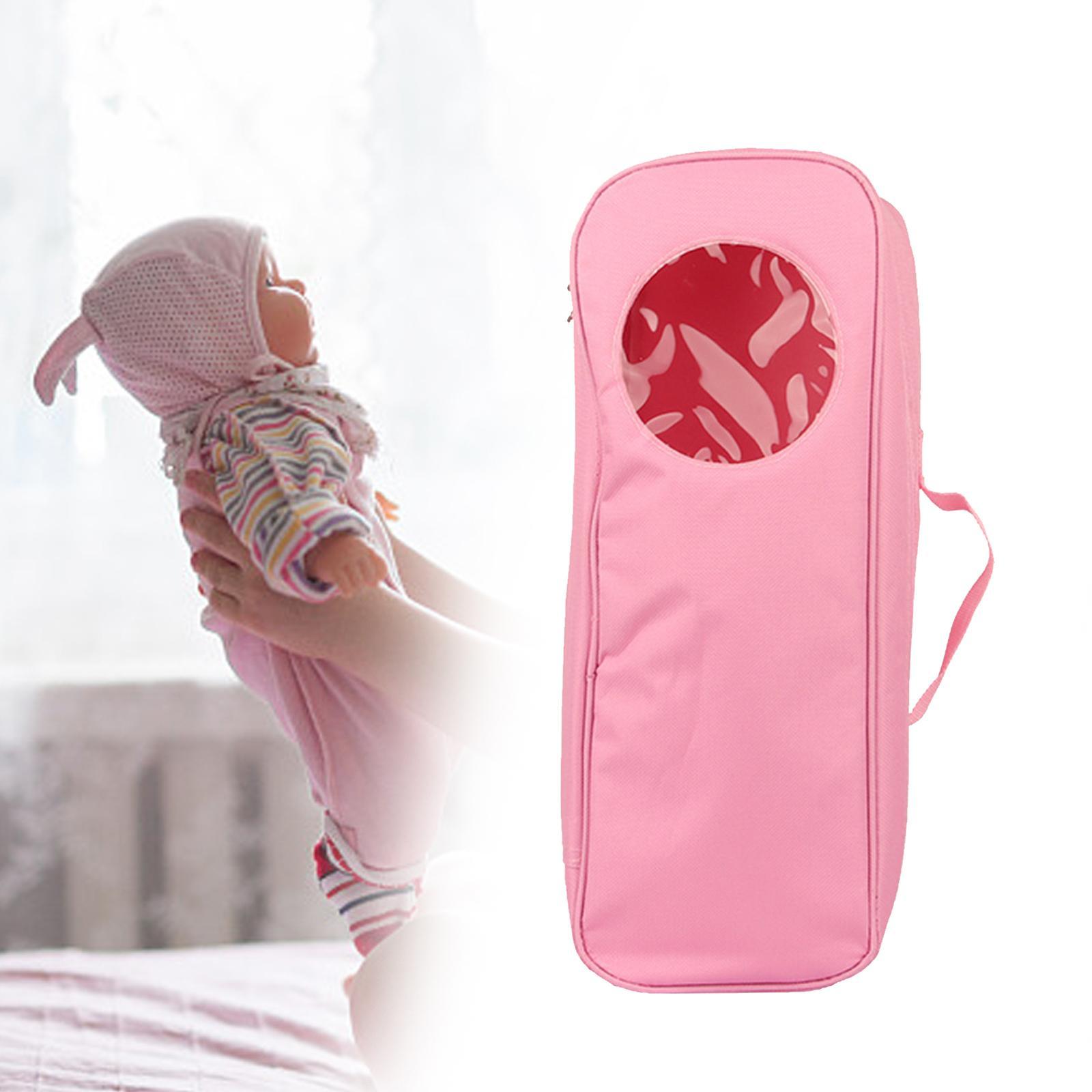 Doll Storage Bag Doll Toy Organizer with Clear Window Carrying Bag Suitcase Zipper Doll Case for 14'' Girl Doll Closet Wardrobe Makeovers