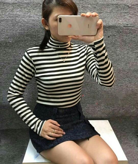 Áo Body Kẻ Ngang Cổ Lọ - Hàng Đẹp