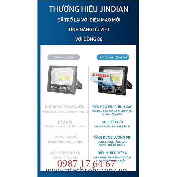 Đèn pha năng lượng mặt trời Jindian JD-8860L Công suất 60W -Mẫu Mới 2020, Khung Nhôm, Chip Led &quot;SMD&quot;