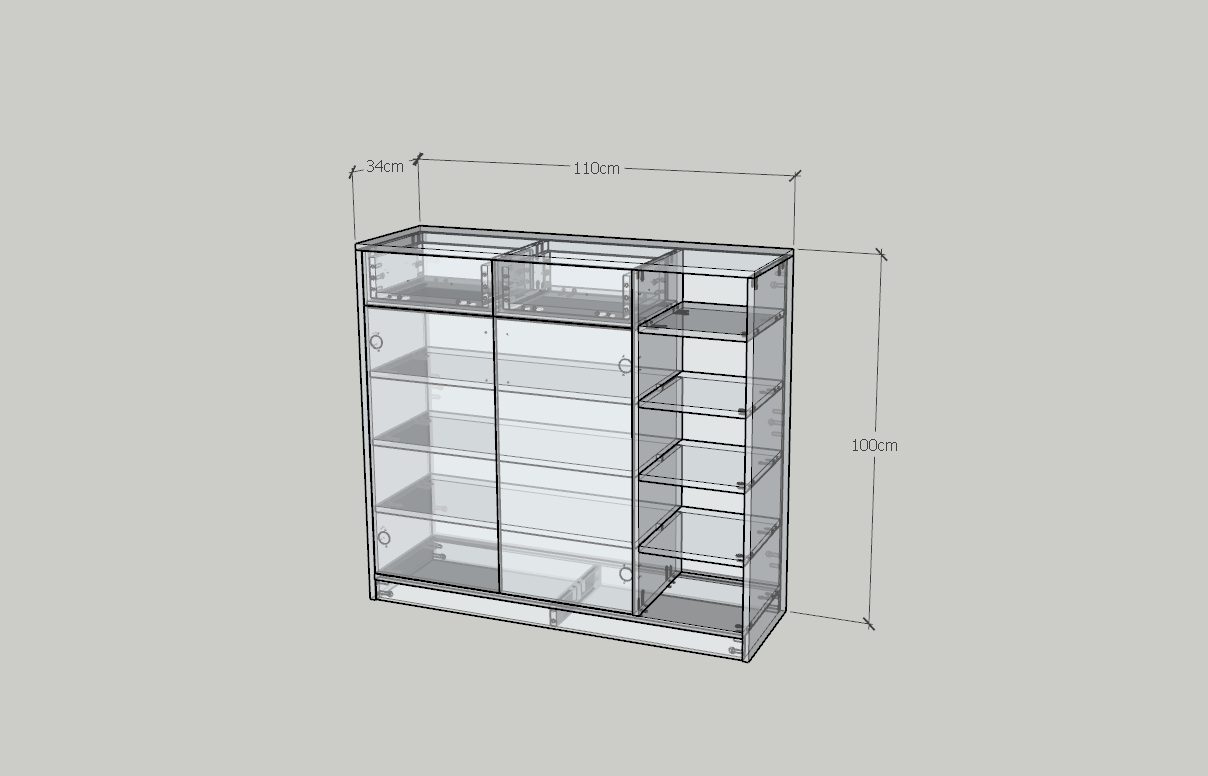 HAPPY FURNITURE , HEINEE - Tủ lưu trữ 2 cửa mở 2 ngăn kéo, TCM_215 , 110cm x 34cm x 100cm DxRxC, sản phẩm phổ thông