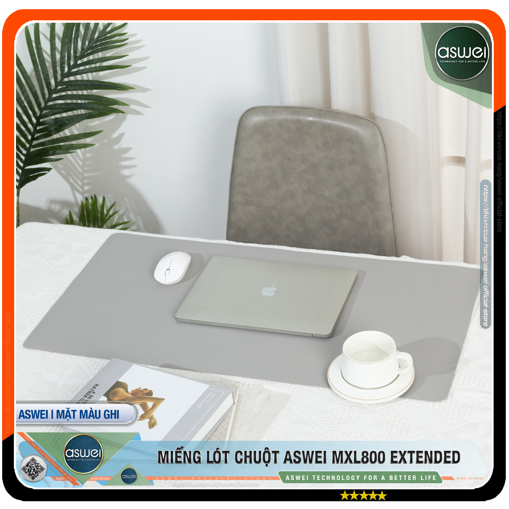 Lót Chuột ASWEI - Pad Chuột MXL800 Extended 80x40 - Miếng Lót Chuột Sử Dụng 2 Mặt Tiện Lợi - Chất Liệu Da Pu Cao Cấp - Tấm Lót Chuột Chống Nhăn, Không Thấm Nước - Hàng Chính Hãng
