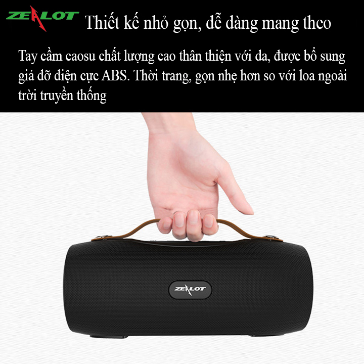 Loa bluetooth Zealot không dây di dộng ngoài trời hàng chính hãng âm siêu trầm nghe nhạc cực hay, tích hợp đèn pin siêu sáng