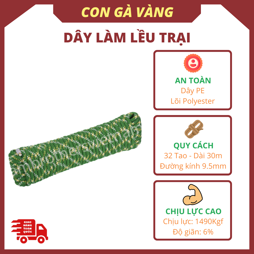 Dây Thoát Hiểm Nhà Cao Tầng Chịu Lực Cao 32 Tao9.5 Mm - 30M Lõi Cường Lực