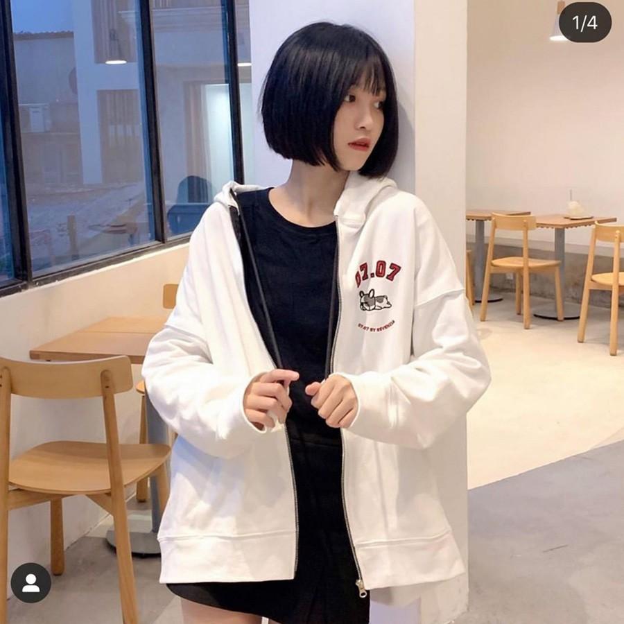Áo Hoodie - Áo Khoác Nỉ Nam Nữ Dây Kéo Unisex Thêu 0707 Cực Hot - Kèm DEAL Sốc