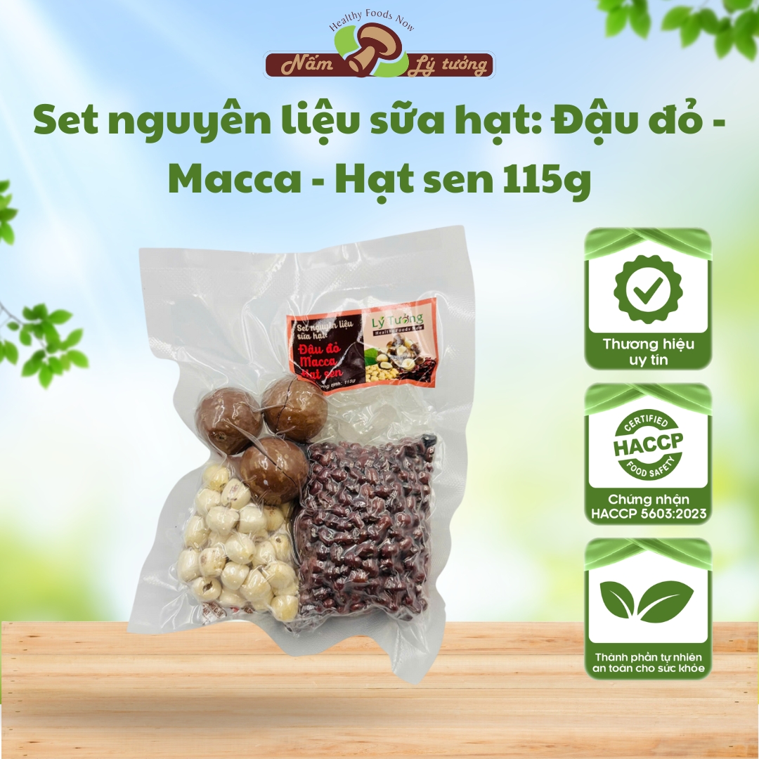 Set nguyên liệu sữa hạt: Đậu đỏ - Macca - Hạt sen 115g