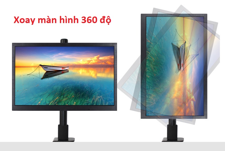 Giá treo màn hình xoay 360 độ - Chân đứng - Tay dài 23 cm, kẹp bàn, hàng nhập khẩu