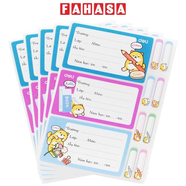 Nhãn Vở Học Sinh 3 Ô Kèm Sticker - Deli CA906A (15 Nhãn)