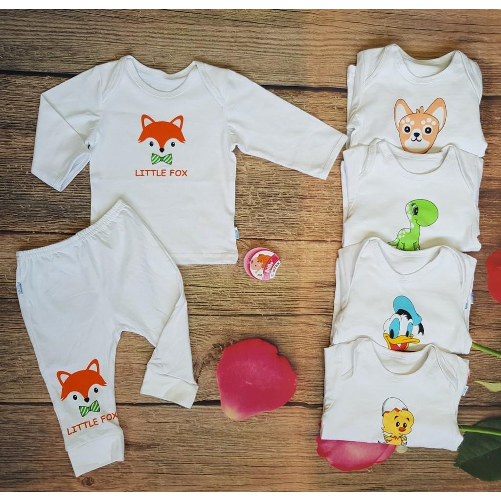 (4-9kg) Bộ Quần Áo Tay Dài Chồm Vai Cotton Thoáng Mát, Thấm Hút Mồ Hôi Cho Bé Trai/ Bé Gái - Bibo KT - Cáo Nhỏ