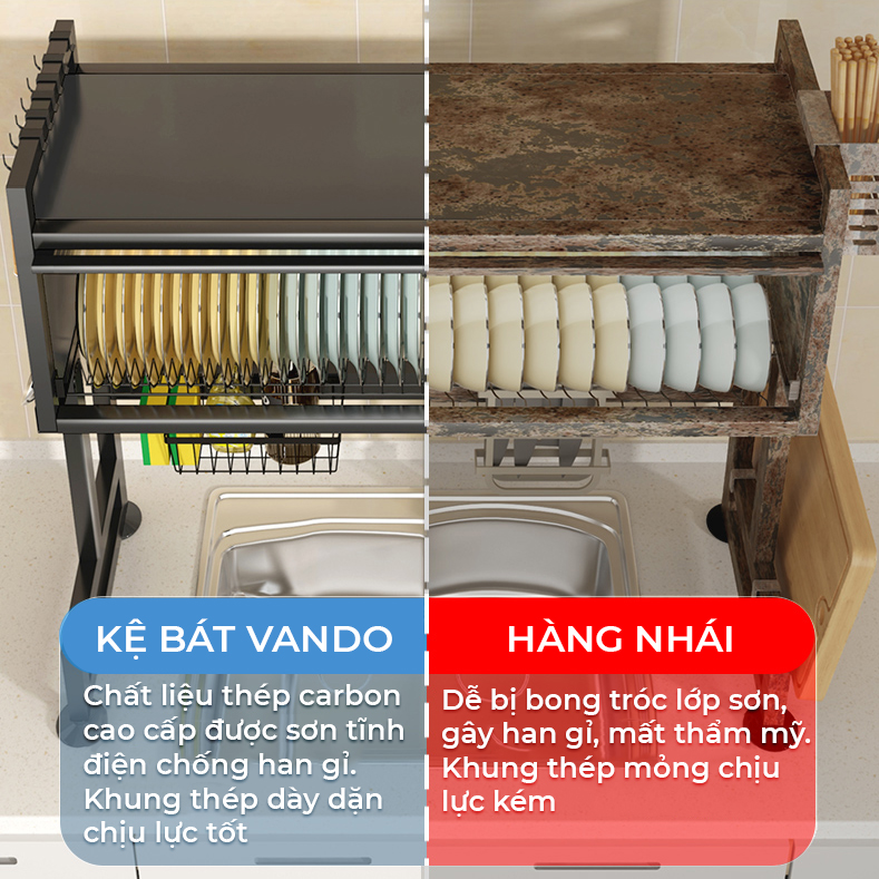 Kệ chén đĩa bát có nắp đậy 2 tầng sạch sẽ chống bụi cho nhà bếp tiện lợi
