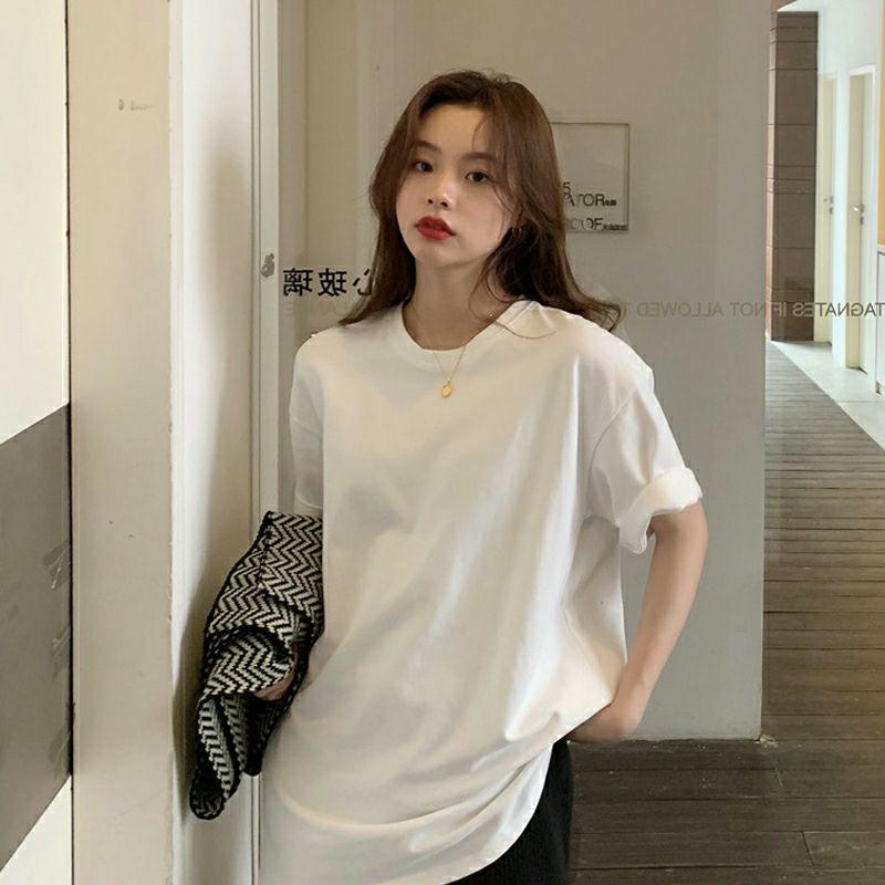 LàEM_Áo phông trắng trơn 100% cotton