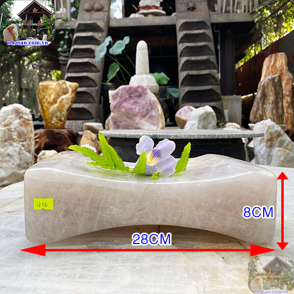 Gối đá thạch anh hồng tự nhiên 9.2kg-28cm G06 Dành cho người đau đầu và người bị mất ngủ