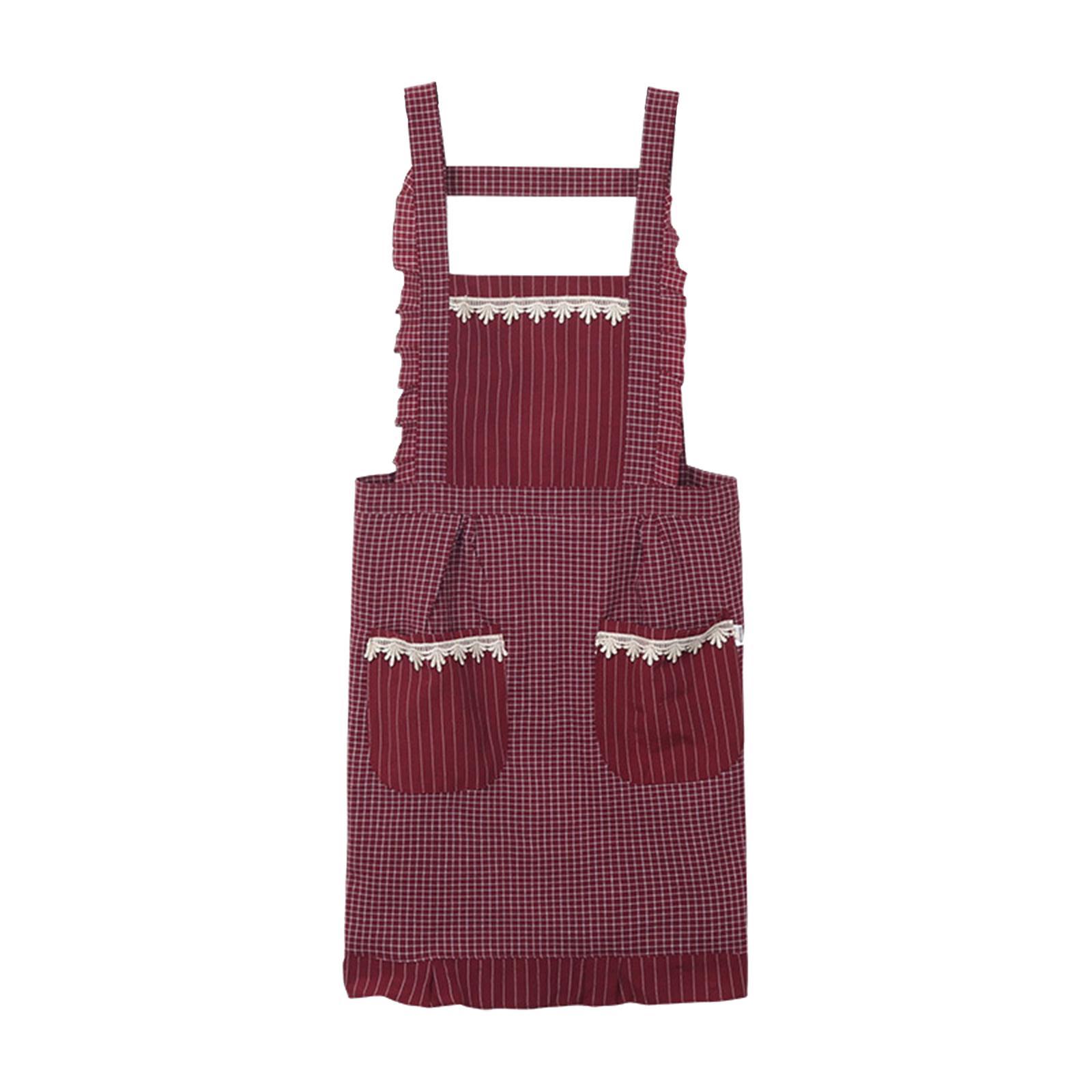 Kitchen Apron Gardening Apron with Pockets Barista Apron for Home Red