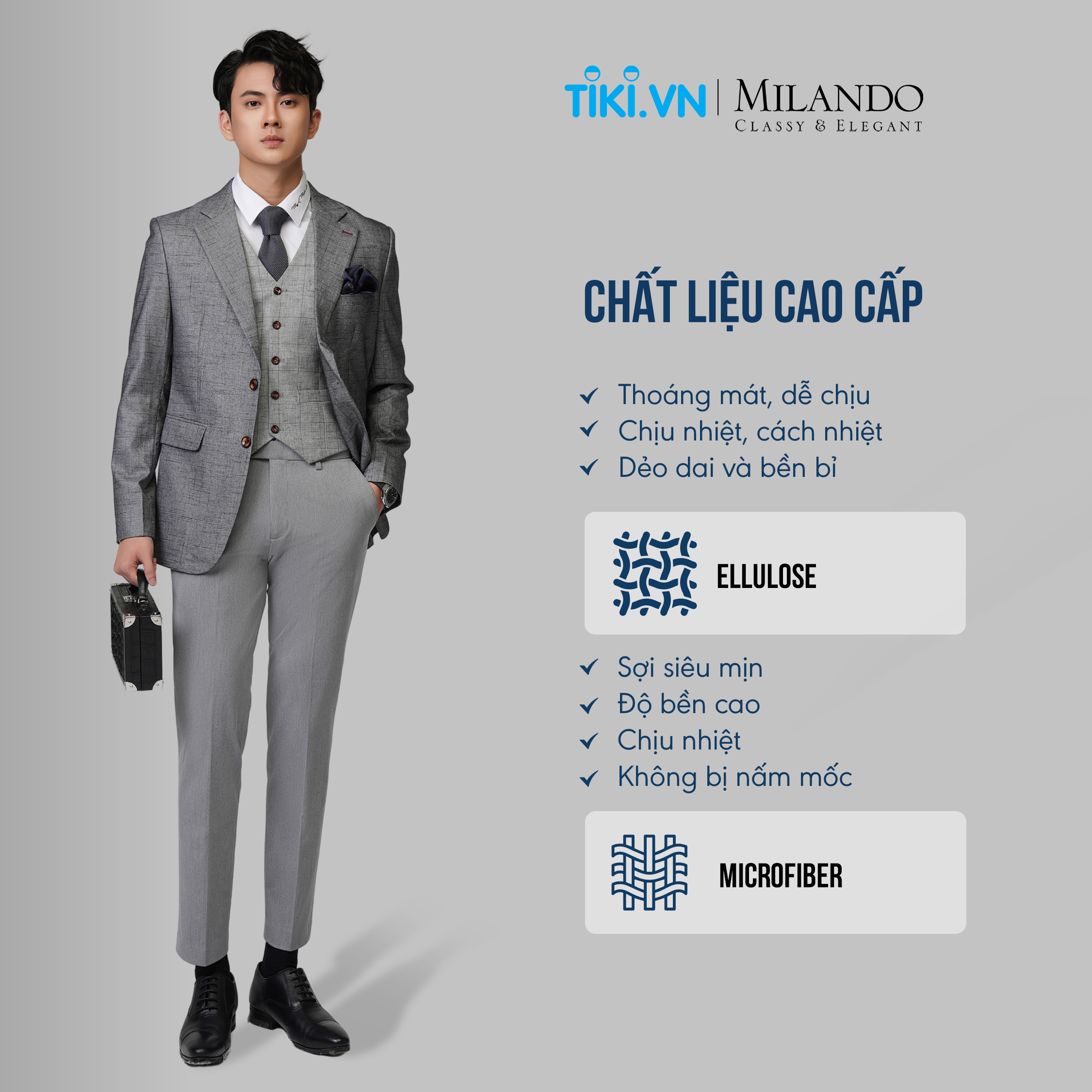 Quần Âu Nam Cao Cấp MYMILANDO Màu Xám Xước - Form Slimfit Rộng Vừa, Kiểu Dáng Trẻ Trung, Thời Trang Công Sở, Dạo Phố, Sự Kiện Sang Trọng