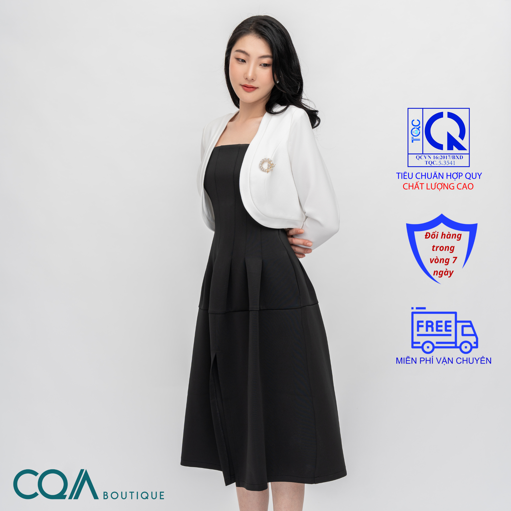 Set Đầm Vest Xẻ Trước CQA0114 Thanh Lịch