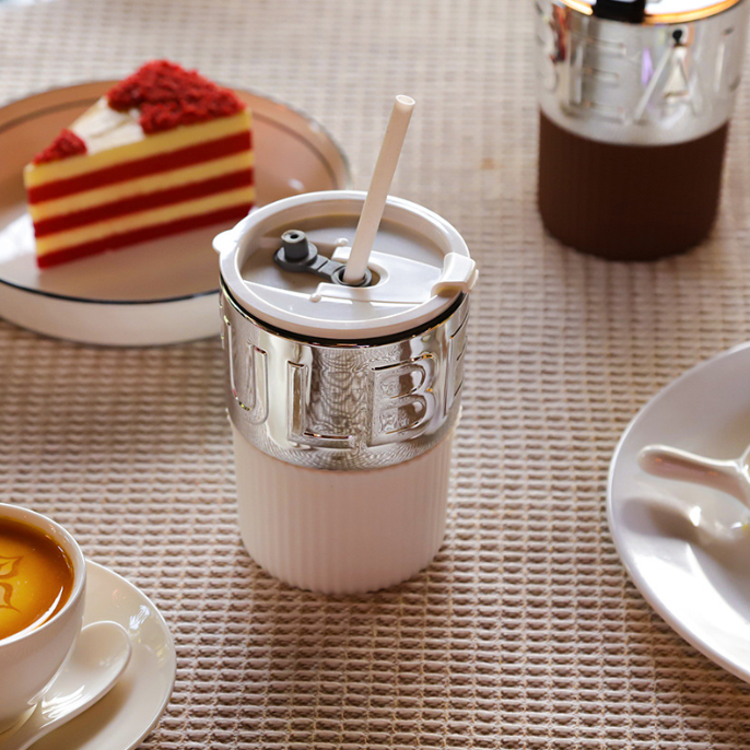 Cốc Uống Nước, Cafe YS-150 Cao Cấp 400Ml Có Ống Hút Decor Xinh Xắn