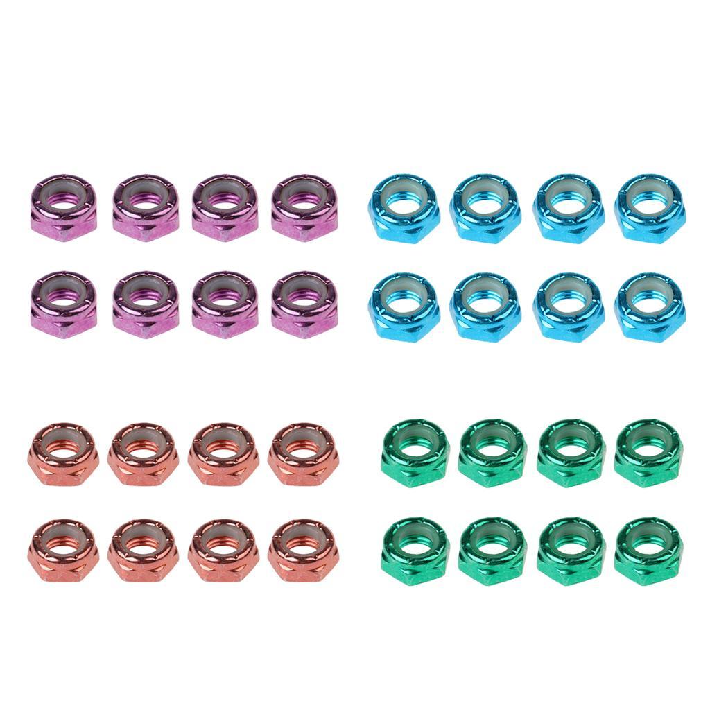 3x8pcs Skateboard Truck Wheel Axle Screw Nuts Longboard Accessories Blue