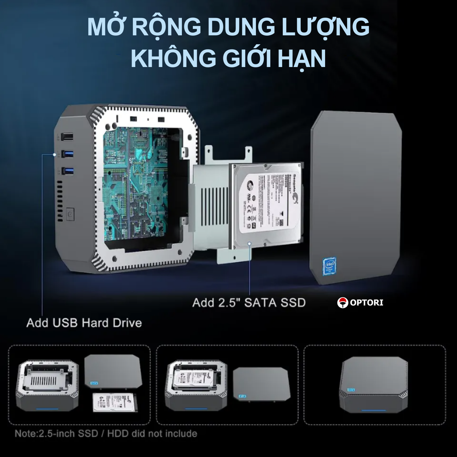 Máy tính để bàn – Mini PC – Intel NUC CPU Alder Lake N100 gen 12th 3.4GHz (Hàng chính hãng)