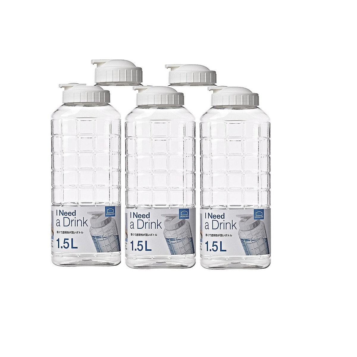 Bình nước nhựa LocknLock Jug 1L màu trắng HAP811WHT, Hàng chính hãng, độ bền cao, nút bật tiện lợi - JoyMall