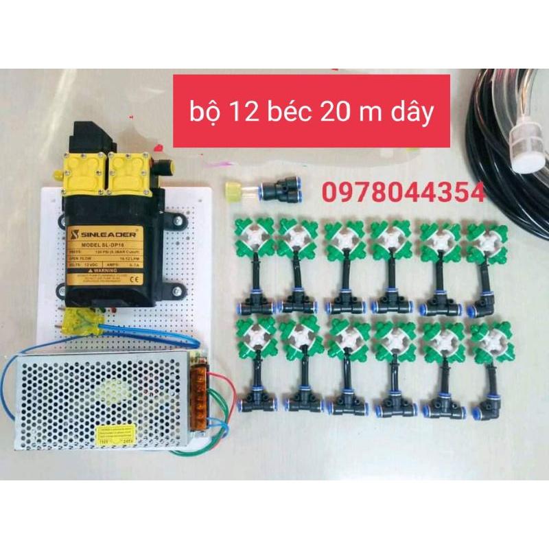 Bộ com bo tưới lan cây cảnh phun sương tưới cây máy đôi Sinleader 12 béc 4 hướng 20m dây có hẹn giờ ,smart wi-fi