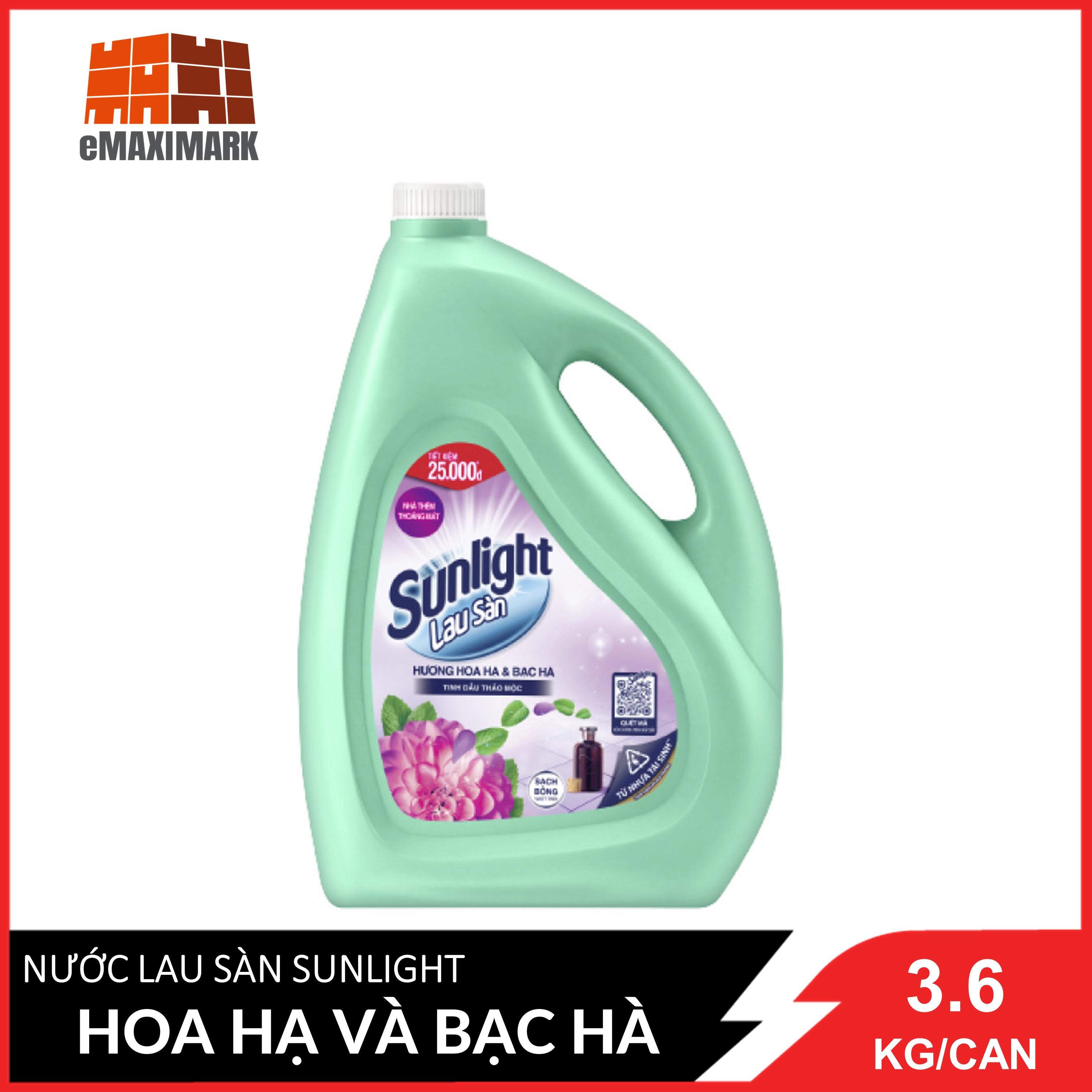 Nước Lau Sàn Sunlight Hoa Hạ Và Bạc Hà (3.6Kg/Can)