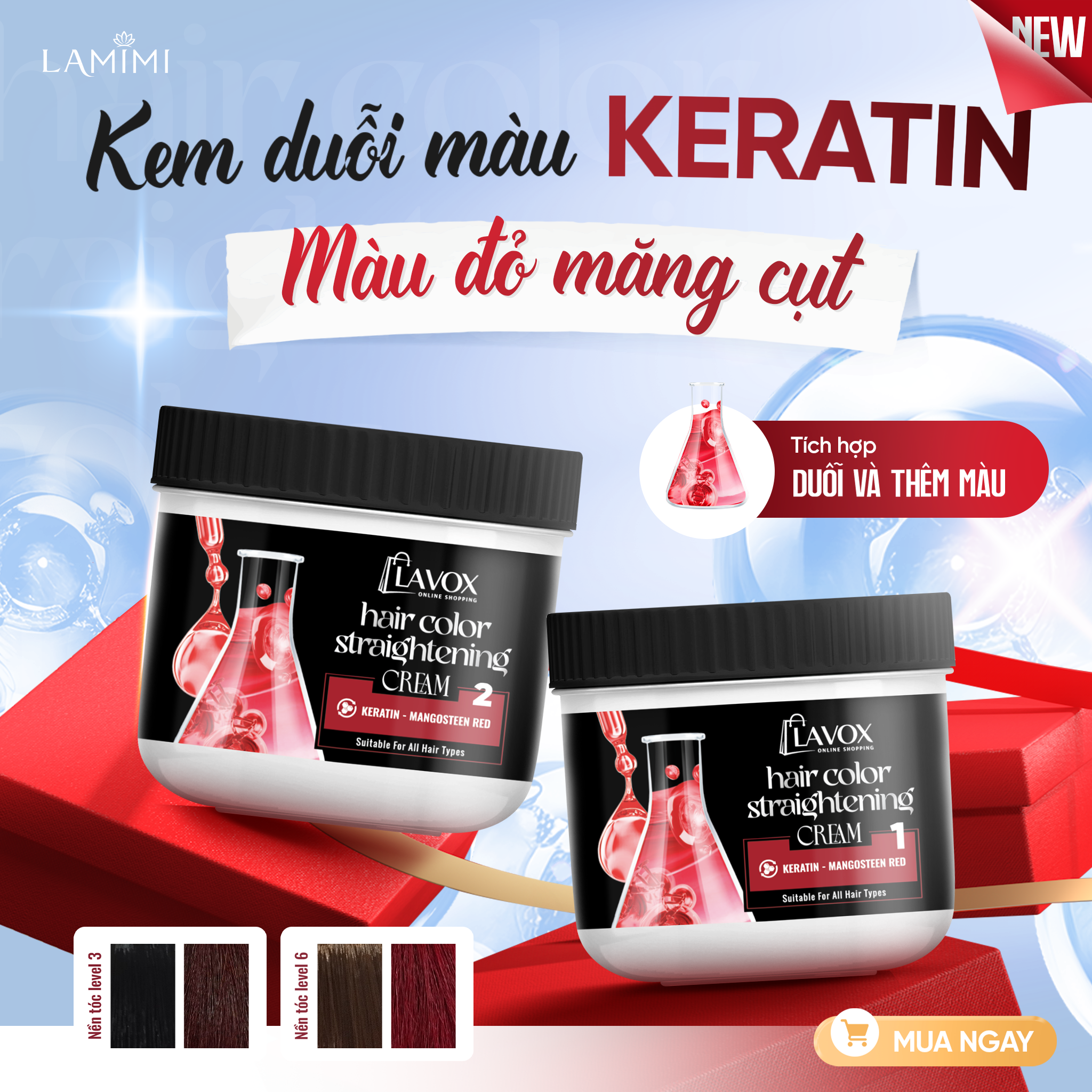 Kem Duỗi Màu Keratin Lavox Online Shopping - Đỏ Măng Cụt