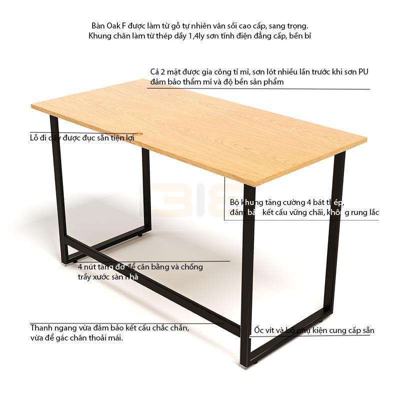 Bàn Oak-F Vân Sồi Chân Đen IBIE TOOAFO12B