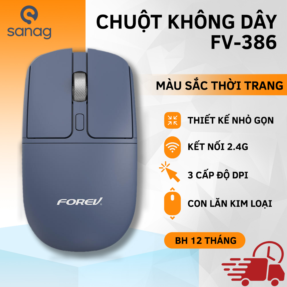 Chuột không dây Sanag Forev Fv386 Bluetooth chống ồn siêu nhạy dùng cho máy tính, laptop, tivi - Hàng Chính Hãng