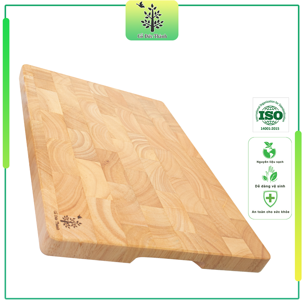 Thớt gỗ cao su chữ nhật sớ lật, phong cách Châu Âu sang trọng | Gỗ Đức Thành 04701 | Đạt tiêu chuẩn CE và TCVN