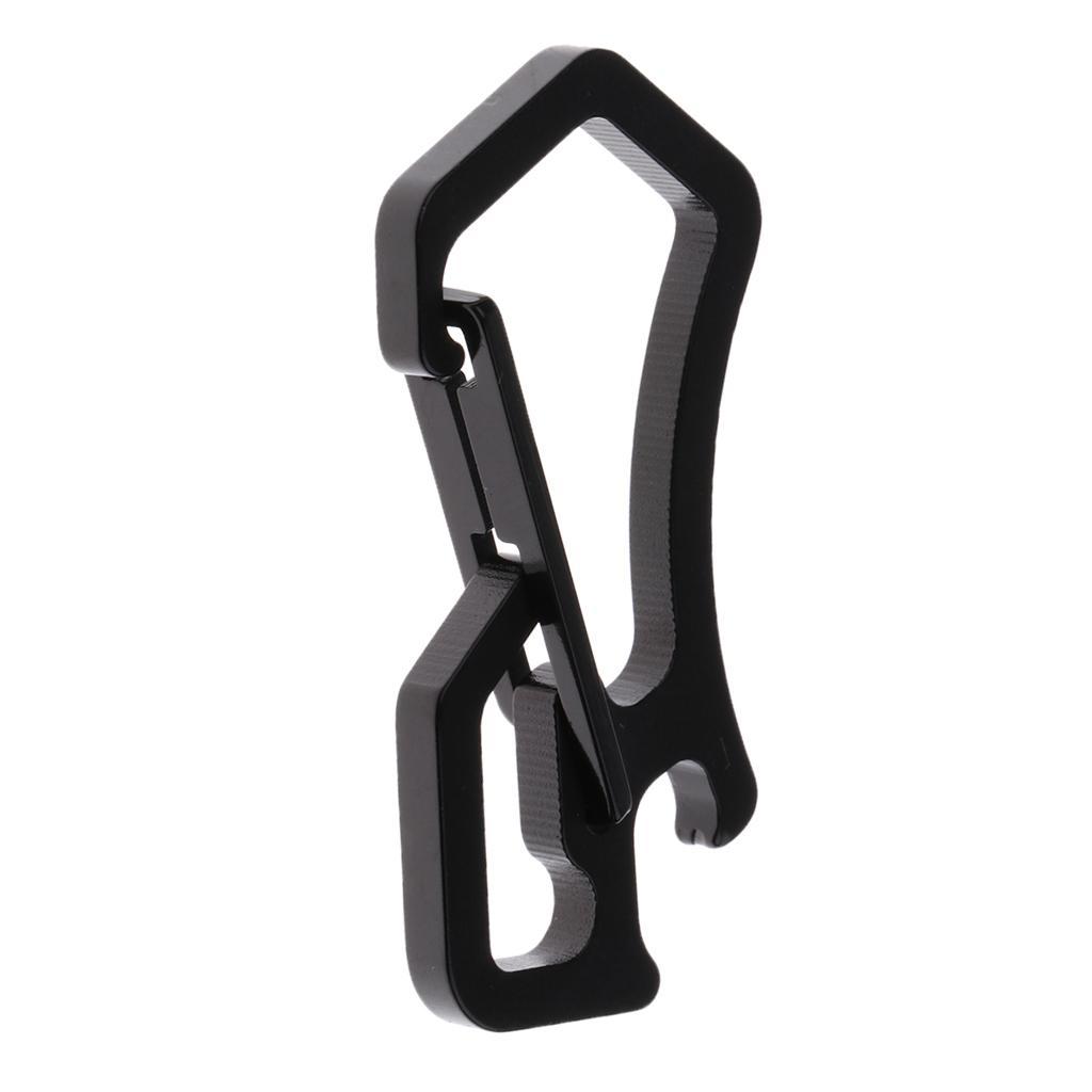 2 Pieces Carabiner Keychain Bottle Opener with Keyring Key Chain Corrosion Resistance Black Gray
