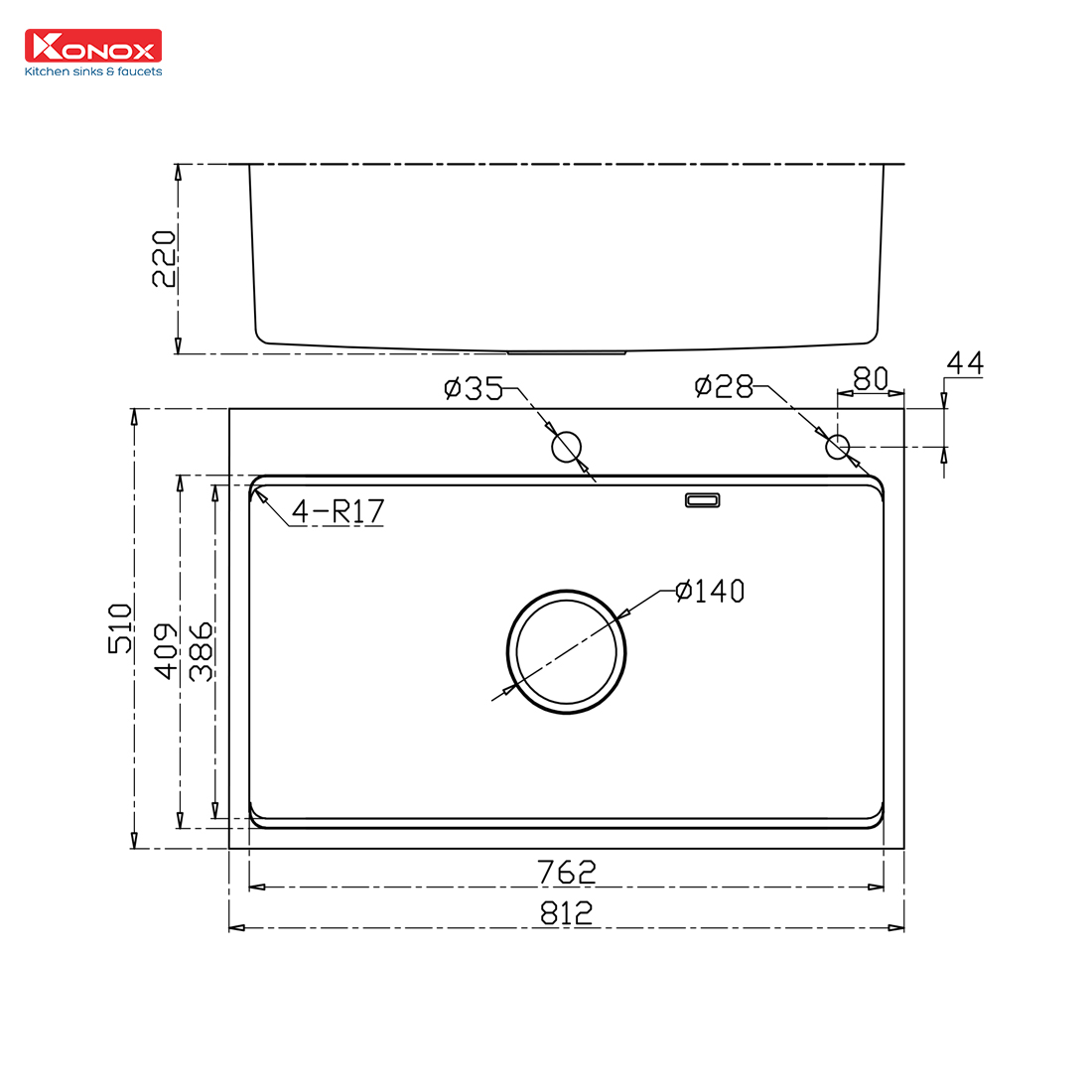 Chậu rửa bát chống xước Workstation Sink – Topmount Sink KN8151TS Dekor - Bảo hành chính hãng 10 năm