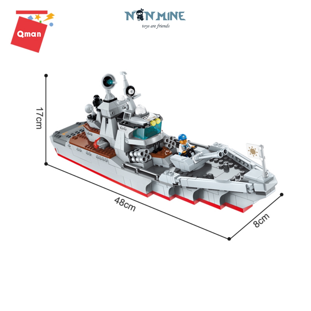 Bộ Xếp Hình Lắp Ghép Lego Quân Sự Qman 1722 Tàu Tuần Tra Máy Bay Trên Biển 539 Chi Tiết Cho Trẻ Từ 6 Tuổi