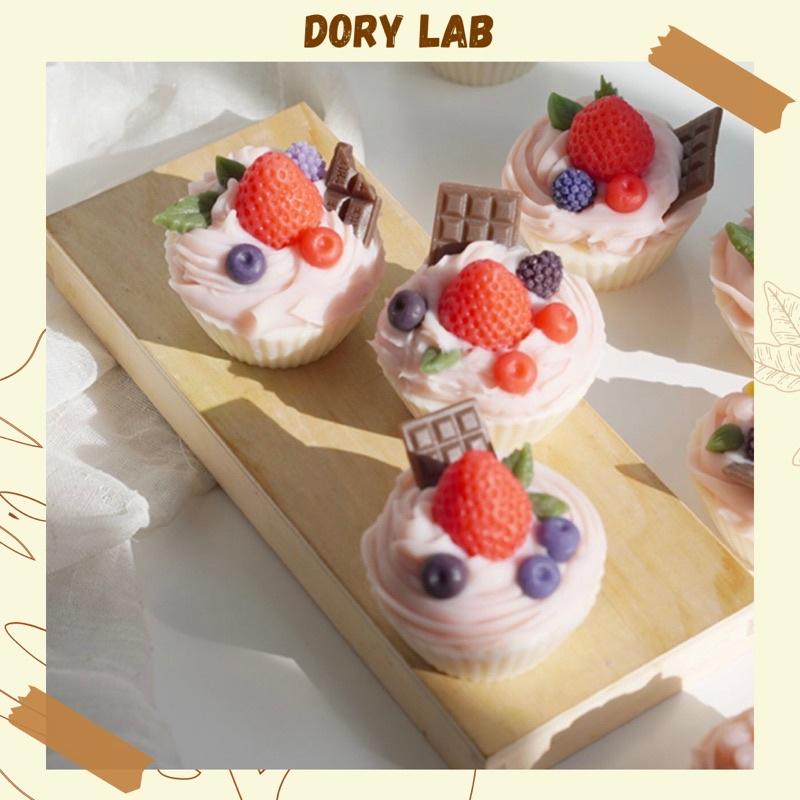 Nến Thơm Bánh Cupcake Dâu Tây Handmade, Phụ Kiện Decor - Dory Lab