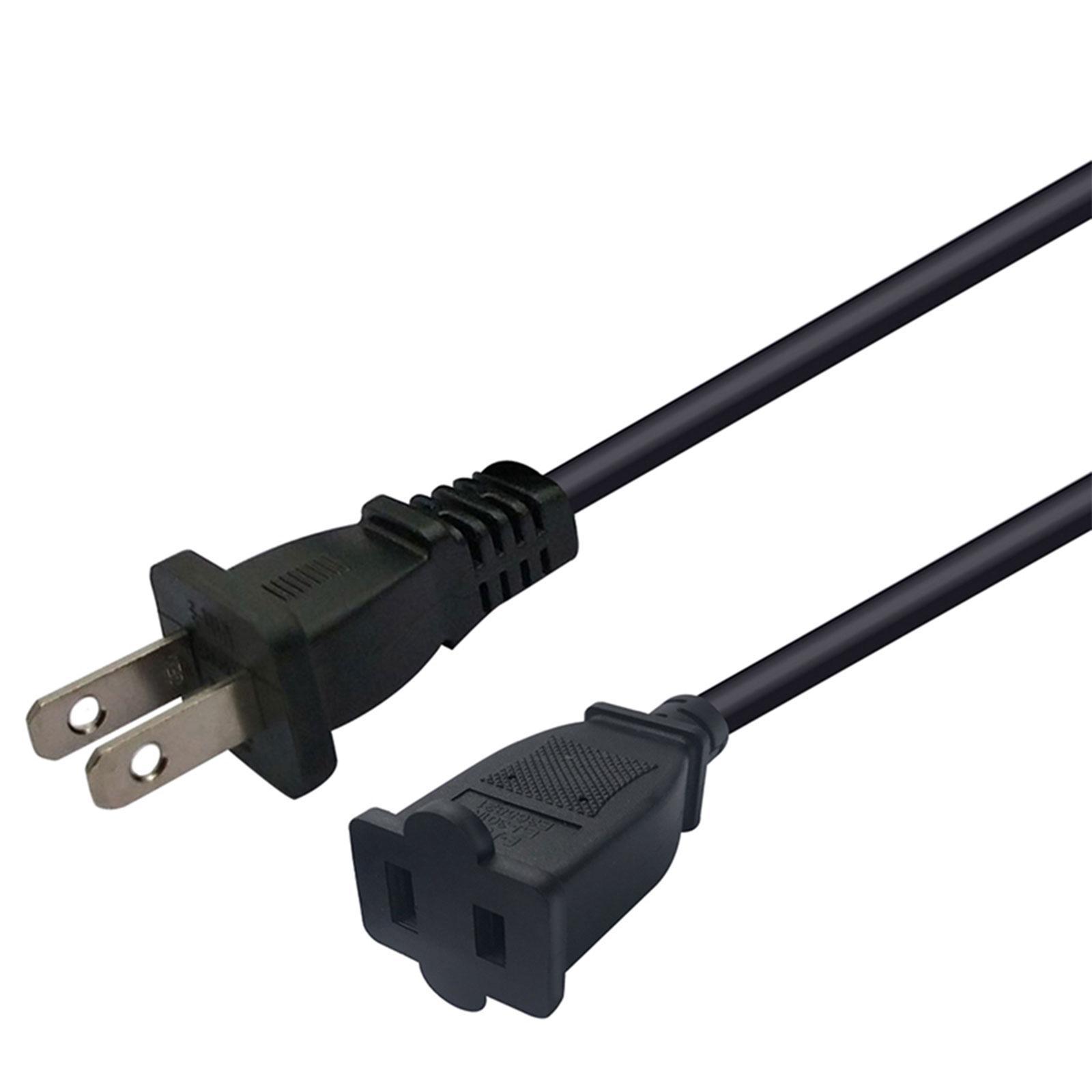 American 2Pin Male to Female Power Extension Cord Durable black