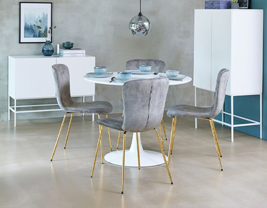 Ghế bàn ăn | JYSK Ejerslev | kim loại/polyester | vàng/ xám | R45xS56xC85cm